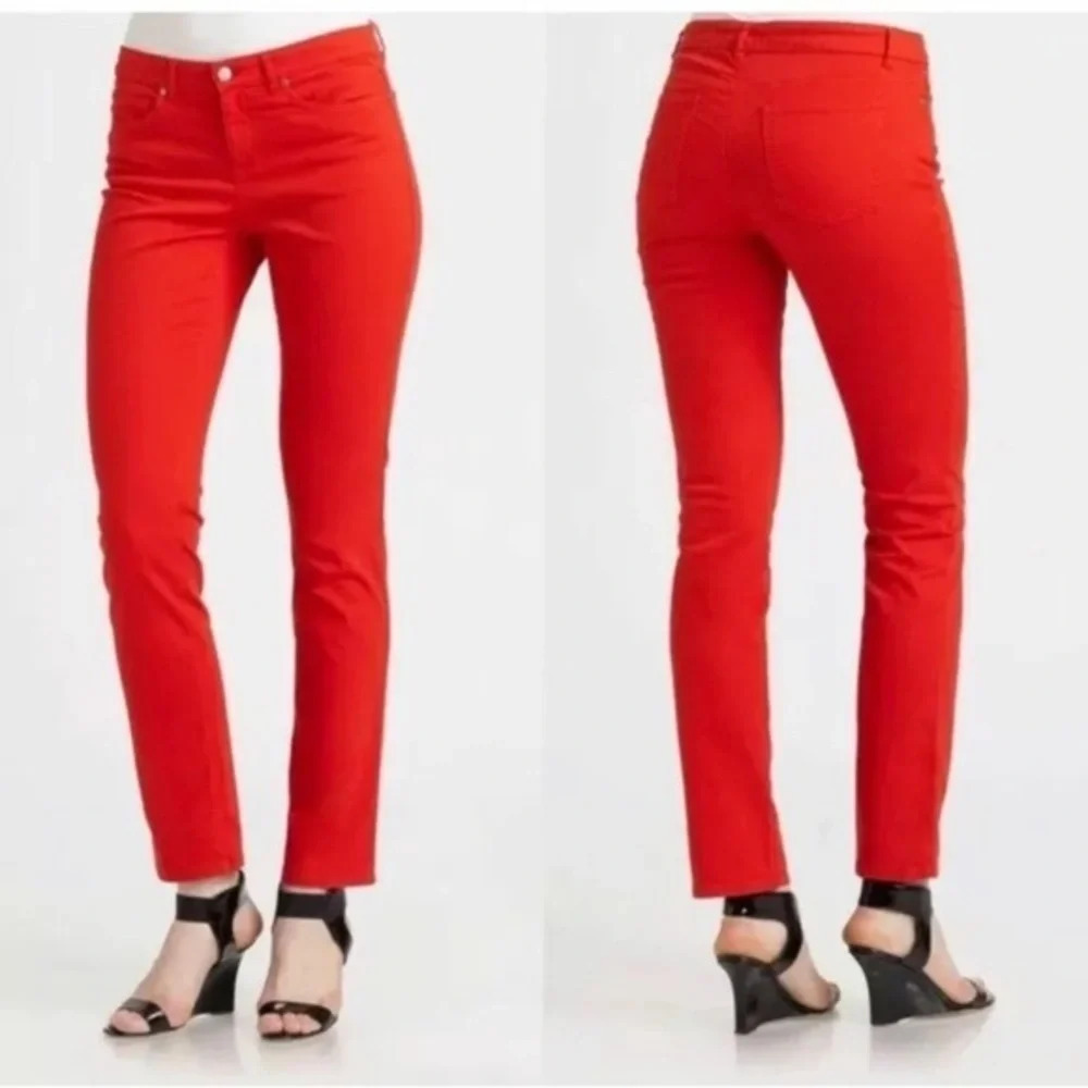 Eileen Fisher red mid-rise skinny jeans size Organic Cotton Stretchy Size 16